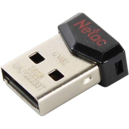 USB-накопитель, Netac, NT03UM81N-016G-20BK, 16GB, USB2.0 Чёрный