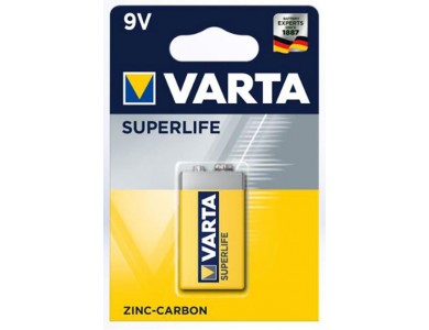 Батарейка VARTA, 6F22P Superlife (Super Heavy Duty), E-Block, 9 V, в блистере
