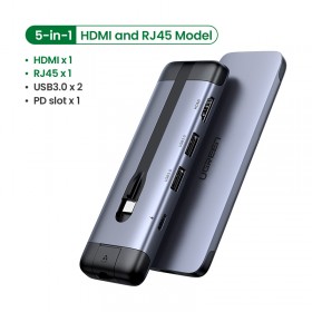 Конвертер USB 3.1(m) Type C на HDMI/LAN/USB 3.0 HUB 2 port UGREEN