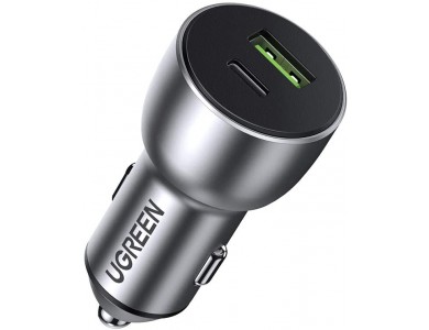 Адаптер автомобильная зарядка QC3.0, 52.5W (USB-C+USB-A) UGREEN
