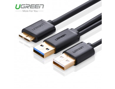 Кабель USB 3.0(m) - microUSB(m) Y-кабель для подключения жестких дисков (UGREEN)