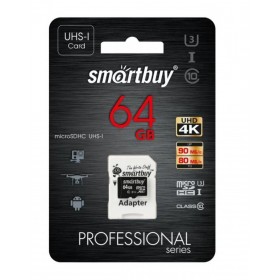 Карта памяти microSD с адаптером Smartbuy 64GB (class 10) UHS-I (U3)