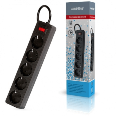 Сетевой фильтр SmartBuy 5 розеток, 1.8м, 16А, ПВС 3х1,0, с вкл., с заземлением (SBSP-5-18-K)