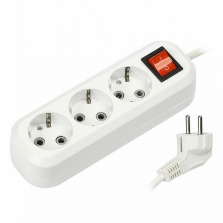 Удлинитель SmartBuy 3 розетки, 15м, 16А, ПВС 3х1,0, с вкл., с заземлением (SBE-16-3-15-ZS)