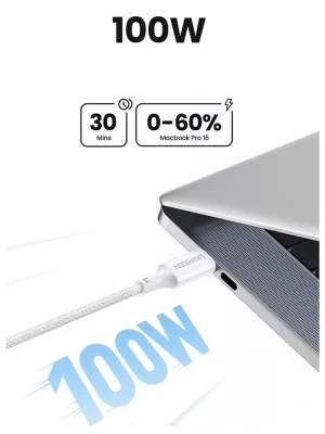Кабель USB C - USB C, 480Mbps, 5A, QC4.0/PD3.0, 100W, 1m, L502 UGREEN