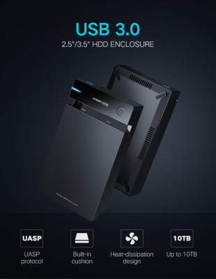 Корпус внешнего жесткого диска USB 3.0 SATA 3.5" US222 (50422) UGREEN