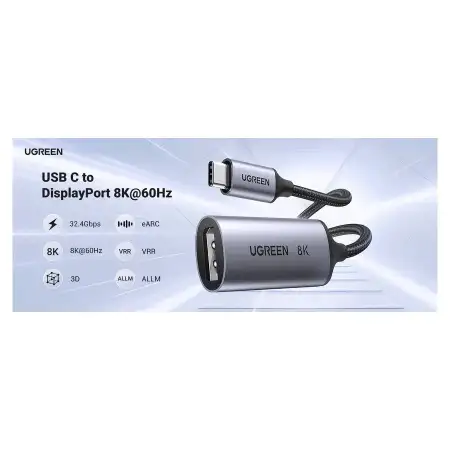 Конвертер USB 3.1(m) Type C на DisplayPort, 8K@60Hz, CM654 (15575) UGREEN