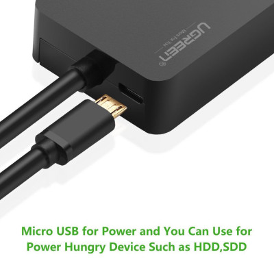 USB 3.0 3 port HUB + кардридер, 0.3m (UGREEN)