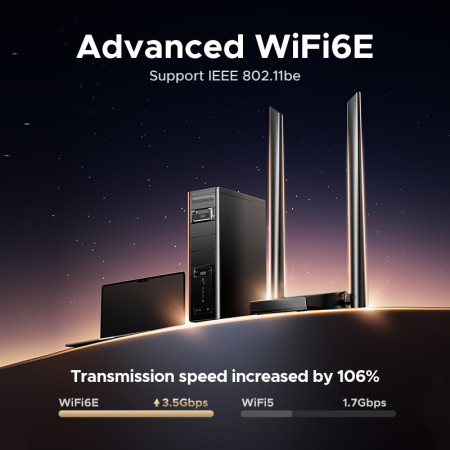 Wi-Fi6E AXE5400 Беспроводной сетевой адаптер 2.4GHz/5GHz/6GHz CM787 (75917) UGREEN