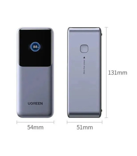Мобильный аккумулятор Power Bank, 20000mAh, DigitalDisplay, 130W, серый, PB721 (35524B) UGREEN