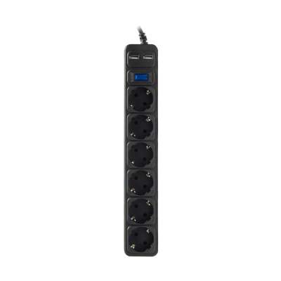 Сетевой фильтр, SVC, ZC6S-30M-USB, 6 розеток, 3 метра, два USB-порта, 220-250В, 10A