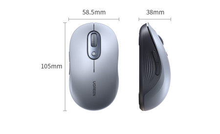 Мышь беспроводная UGREEN M556, 2.4GHz+BT, 4000dpi, Серый (45149) 1 х АА, не входит в комплект