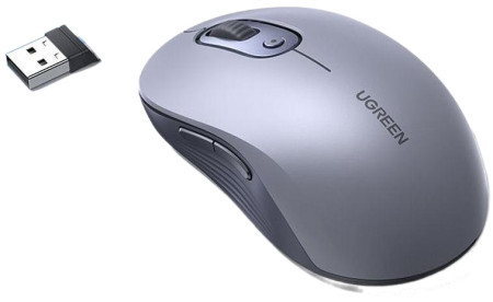 Мышь беспроводная UGREEN M556, 2.4GHz+BT, 4000dpi, Серый (45149) 1 х АА, не входит в комплект