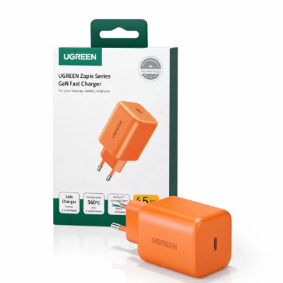 Зарядное устройство на 1C, 45W, QC4.0/PD3.0, Gan X, Оранжевый, X524 (95321) UGREEN