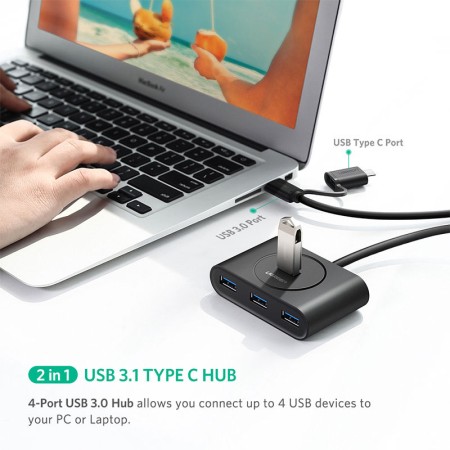 USB 3.0/Type C 4 port HUB, 1m CR113 (40850) UGREEN