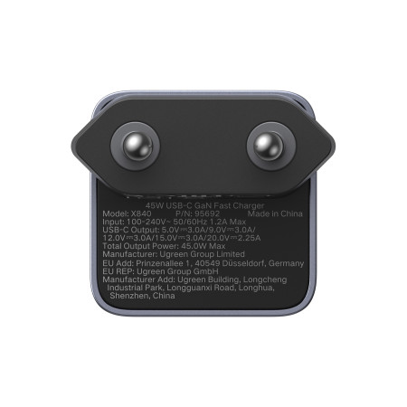 Зарядное устройство на 1C, 45W, QC4.0/PD3.2, Nexod Air, Gan X, X840 (95692B) UGREEN