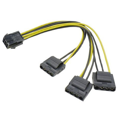 Кабель питания 6Pin на 3xMolex, 20см