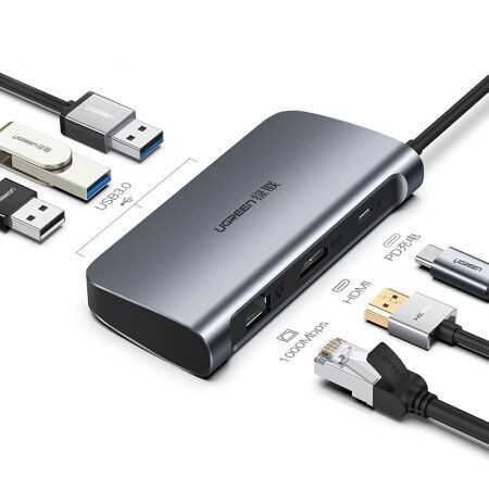 Конвертер USB 3.1(m) Type C на HDMI/LAN/USB 3.0 HUB 3 port UGREEN