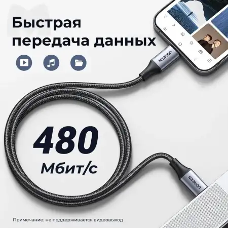 Кабель USB C - USB C, 480Mbps, 5A, QC4.0/PD3.1, 240W, 1m, US535 (15311) UGREEN