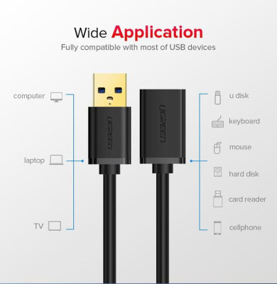 Кабель USB(m) - USB(f) удлинитель USB 2.0, 3m US103 (10317) UGREEN