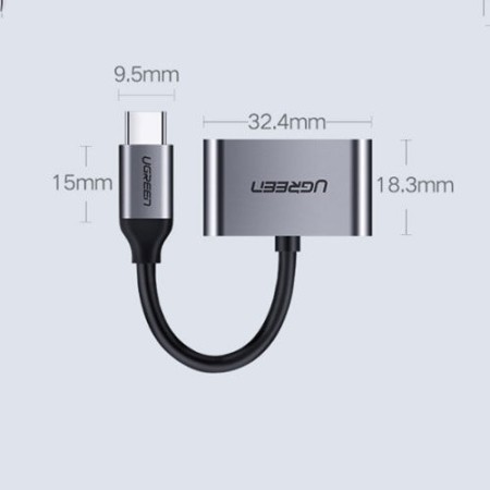 Конвертер USB 3.1(m) Type C на Audio 3.5mm + порт Type C для зарядки UGREEN 50596