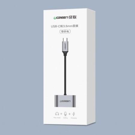Конвертер USB 3.1(m) Type C на Audio 3.5mm + порт Type C для зарядки UGREEN 50596