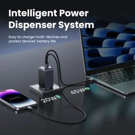 Зарядное устройство на 2xUSB C+1xUSB, 65W, QC4+/PD3.0, Nexode S, GaNInfinity X553 (35042) UGREEN