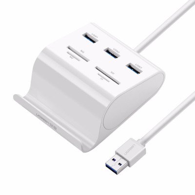 USB 3.0 3 port HUB + кардридер, 1m UGREEN 30344