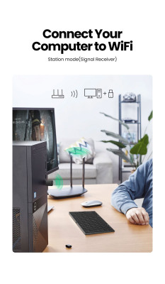 Wi-Fi5 AC650 Беспроводной сетевой адаптер 2.4GHz/5GHz CM448 (20204) UGREEN