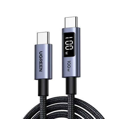 Кабель USB C - USB C, 480Mbps, 5A, QC4.0/PD3.0, 100W, 1m, Smart DigitalDisplay, L529 (65862) UGREEN
