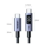 Кабель USB C - USB C, 480Mbps, 5A, QC4.0/PD3.0, 100W, 1m, Smart DigitalDisplay, L529 (65862) UGREEN
