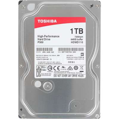 Жесткий диск 1Tb Toshiba P300 (HDWD110UZSVA) 7200rpm, SATA 6Gb/s, 64MB, 3.5"