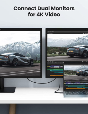 Кабель USB 4.0 C- USB 4.0 C, Thunderbolt 4, 40Gbps, 5A, 100W, 0.8m US501 (30389) UGREEN