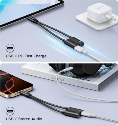 Кабель-разветвитель USB-C - 2*USB-C (для наушников и зарядного устройства) CM821 (45800) UGREEN