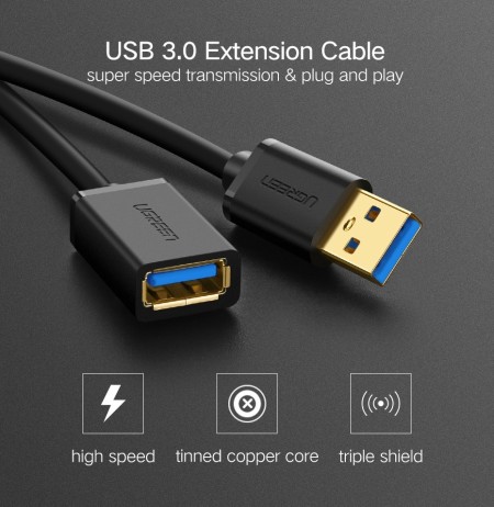 Кабель USB(m) - USB(f) удлинитель USB 3.0,  2m US129 (10373) UGREEN