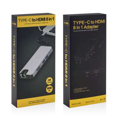Конвертер USB 3.1m Type C на HDMI VGA LAN USB 3.0 HUB 2 port