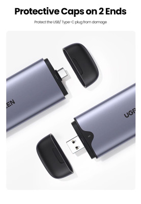 Корпус для установки M.2 SSD накопителя NVME M-Key (USB/USB C) UGREEN