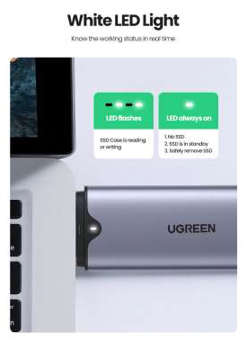 Корпус для установки M.2 SSD накопителя NVME M-Key (USB/USB C) UGREEN