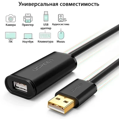 Кабель USB(m) - USB(f) удлинитель USB 2.0, 15m US121 (10323) UGREEN