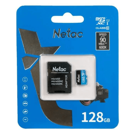 Карта памяти, Netac, NT02P500STN-128G-R, MicroSDXC 128GB с адаптером SD