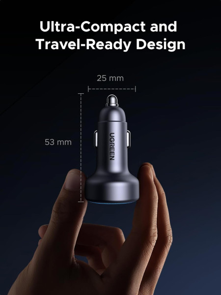 Автомобильное зарядное устройство QC3.0, PD3.0, 30W (2xUSB-C+USB-A) EC307 (45843) UGREEN