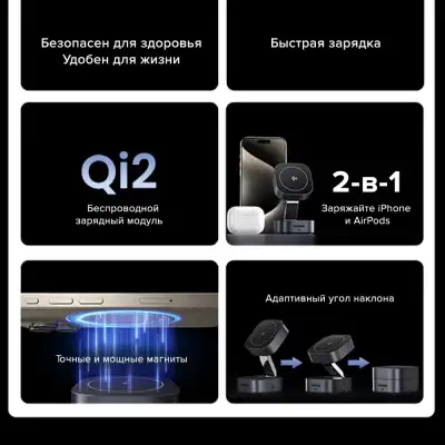 Беспроводное магнитное зарядное устройство, 15W, W702 (35316) UGREEN