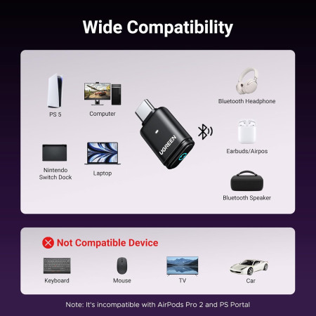 USB-C Bluetooth V5.3 Adapter (45008) BT501 UGREEN