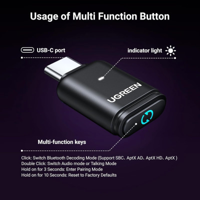 USB-C Bluetooth V5.3 Adapter (45008) BT501 UGREEN