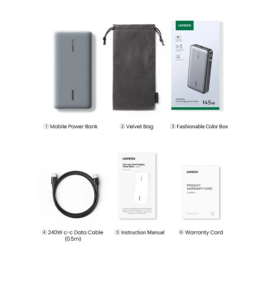 Мобильный аккумулятор Power Bank 25000mAh 145W (90597A) PB205 UGREEN