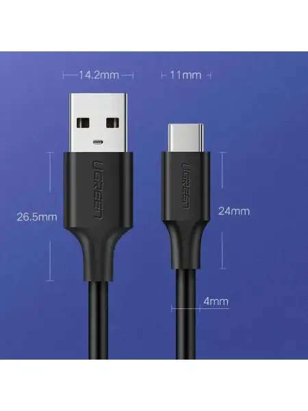 Кабель USB 2.0 - USB C, 480Mbps, 3A, QC3.0, 18W, 2m. US287 (60118) UGREEN