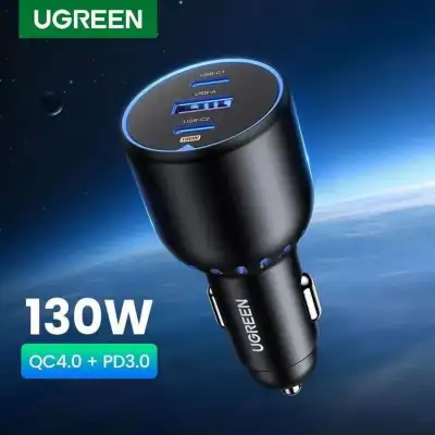 Автомобильное зарядное устройство QC4+, PD, 130W, (2USB-C+USB-A) EC705 (35025) UGREEN