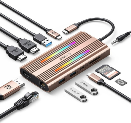 Док-станция USB-C 12-в-1 (ORICO-XDR-X33-RG-BP)
