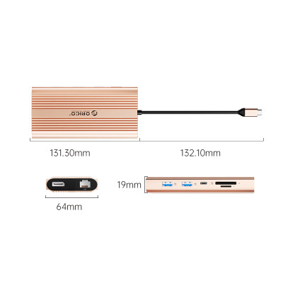Док-станция USB-C 12-в-1 (ORICO-XDR-X33-RG-BP)