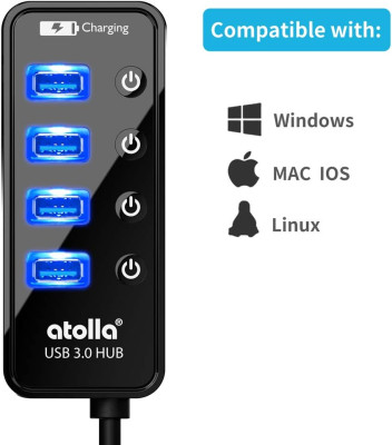 USB 3.0 4 port HUB ATOLLA с дополнительным питанием